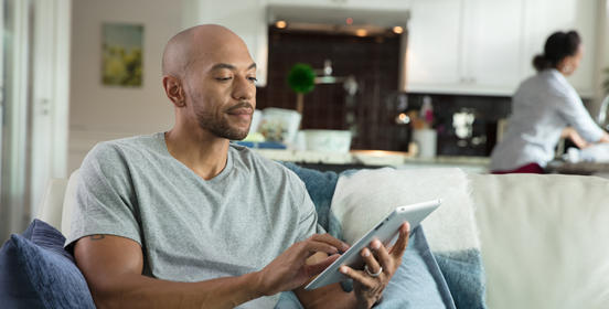 man using ipad